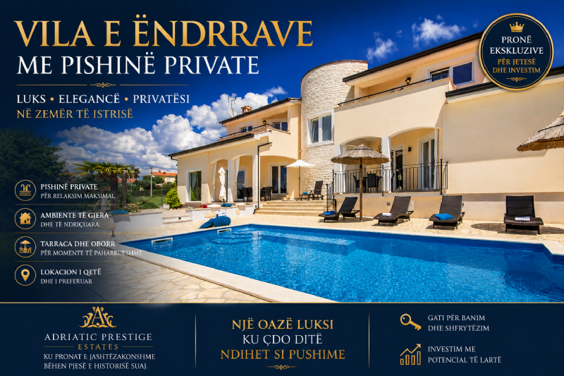 Vila e ëndrrave me pishinë private – një oaz luksi, elegance dhe privatësie në zemër të Istrisë